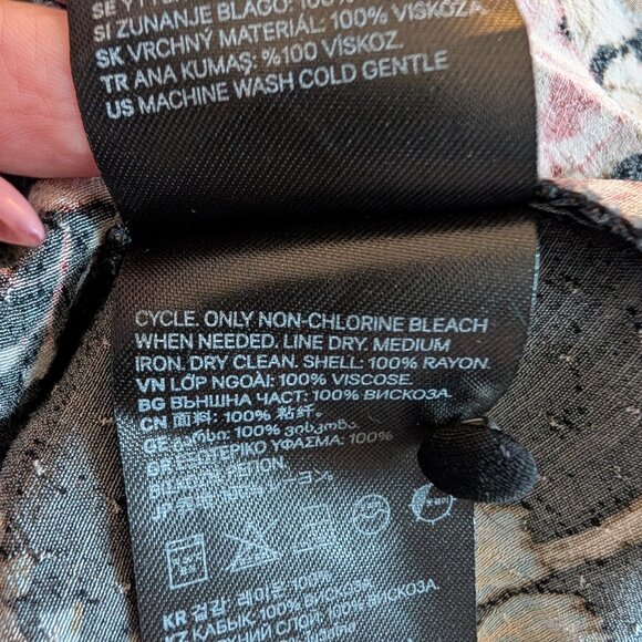 GP & J Baker x H&M Dress Botanical Bird Print Size 12 Calf-Length Textured Boho - Picture 13 of 13